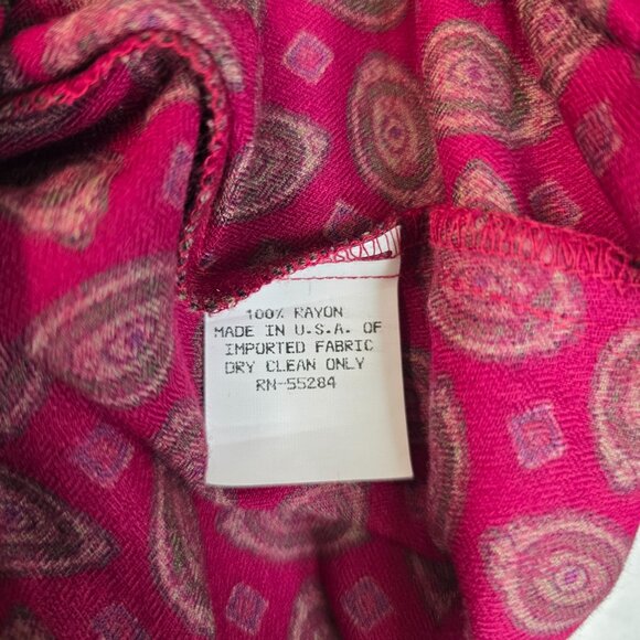 80s David Brooks Pleated Pants Abstract Size 8 Crimson USA Vintage Deadstock - Picture 3 of 7